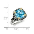 thumbnail image 2 of Sterling Silver With 14k 4.50Swiss Blue Topaz Ring - 4.50 cwt - Size 8 - Measures 15.85mm Wide, 2 of 4