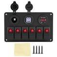 thumbnail image 1 of 12V 24V 6 Gang Car Boat Marine LED Rocker Switch Panel Dual USB Voltmeter Cigarette Lighter Red, 1 of 13