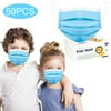 WFJCJPAF 50PC Children's Disposable Face Masks, 3-ply Non Woven Elastic Ear Loop Filter Face Mask Breathable Mask Comfortable Dust-Proof Face Cover