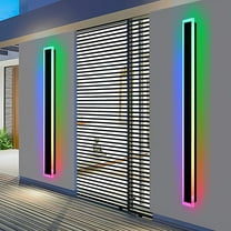 Melucee 2 Pack 60inch Long Outdoor LED Wall Lights 30W Black RGB Integrated LED Bulbs included Exterior Wall Light Fixtures for House Patio Porch Courtyard