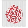 thumbnail image 3 of Ambesonne Live Laugh Love Shower Curtain, Retro Stamp, 69"Wx84"L, Coconut Red, 3 of 3