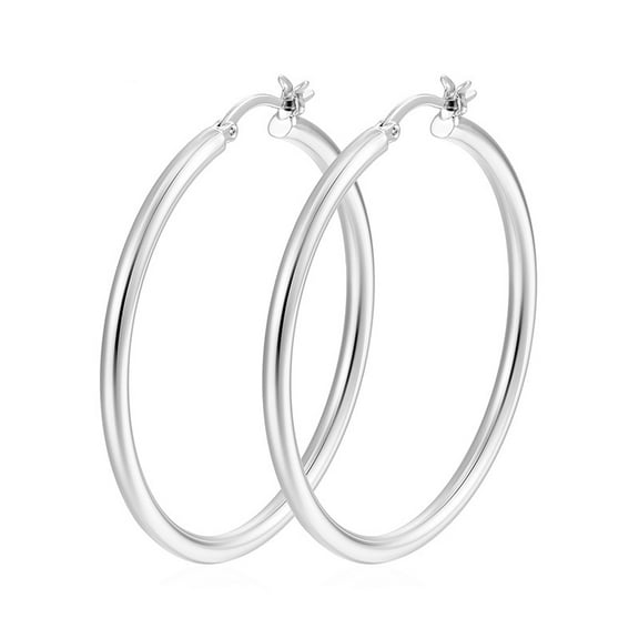 Leander Sterling Silver/Gold plated Hoop Earrings Large Silver Hoop Earrings for Women Lightweight Big Hoops Earring Hypoallergenic Thin Hoops Earring for Women 30/40/50/60/70MM