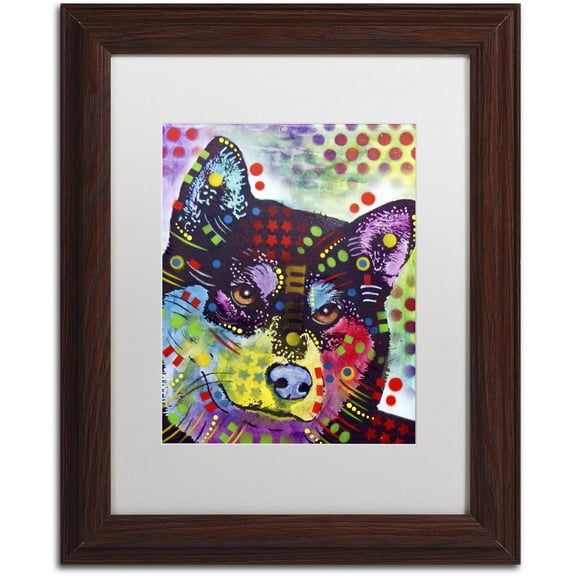 Trademark Fine Art "Shiba Inu" Canvas Art by Dean Russo, White Matte, Wood Frame