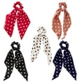 thumbnail image 1 of Ensemble de 5 Pcs Foulard et Chouchou pour Cheveux 2 en 1 à Pois Chouchou pour Cheveux Foulard pour Cheveux Cravate, 1 of 10