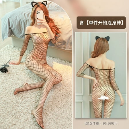 Generic Passion One-Piece Stockings See-through Free off Hollow out Sexy Lingerie off Shoulder Sexy Suit Women s Overall Mesh Stockings