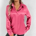 thumbnail image 5 of Womens Summer Outfits, Women Blouses, Stylish Women's V Neck Satin Blouse Long Sleeve Casual Shirt for Everyday Spring Fall Elegant Basic Outfit, 5 of 9