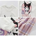 thumbnail image 4 of Girls 3 Piece Outfits Cartoon Crewneck Long Sleeve Pullover Sweatshirt + Plaid Pleated Mini Skirt + Bag Sets, 4 of 6