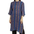 thumbnail image 5 of Moomaya Printed Womens Kurti 3/4 Sleeve Mandarin Collar Straight Kurta Soft Summer Tunic, 5 of 7