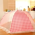 thumbnail image 1 of Cobertor de alimentos plegable para exteriores, diseño a cuadros en color rosa, ideal para picnic, camping y barbacoas, protege contra insectos y polvo, tamaño grande, fácil de usar y transportar., 1 of 6