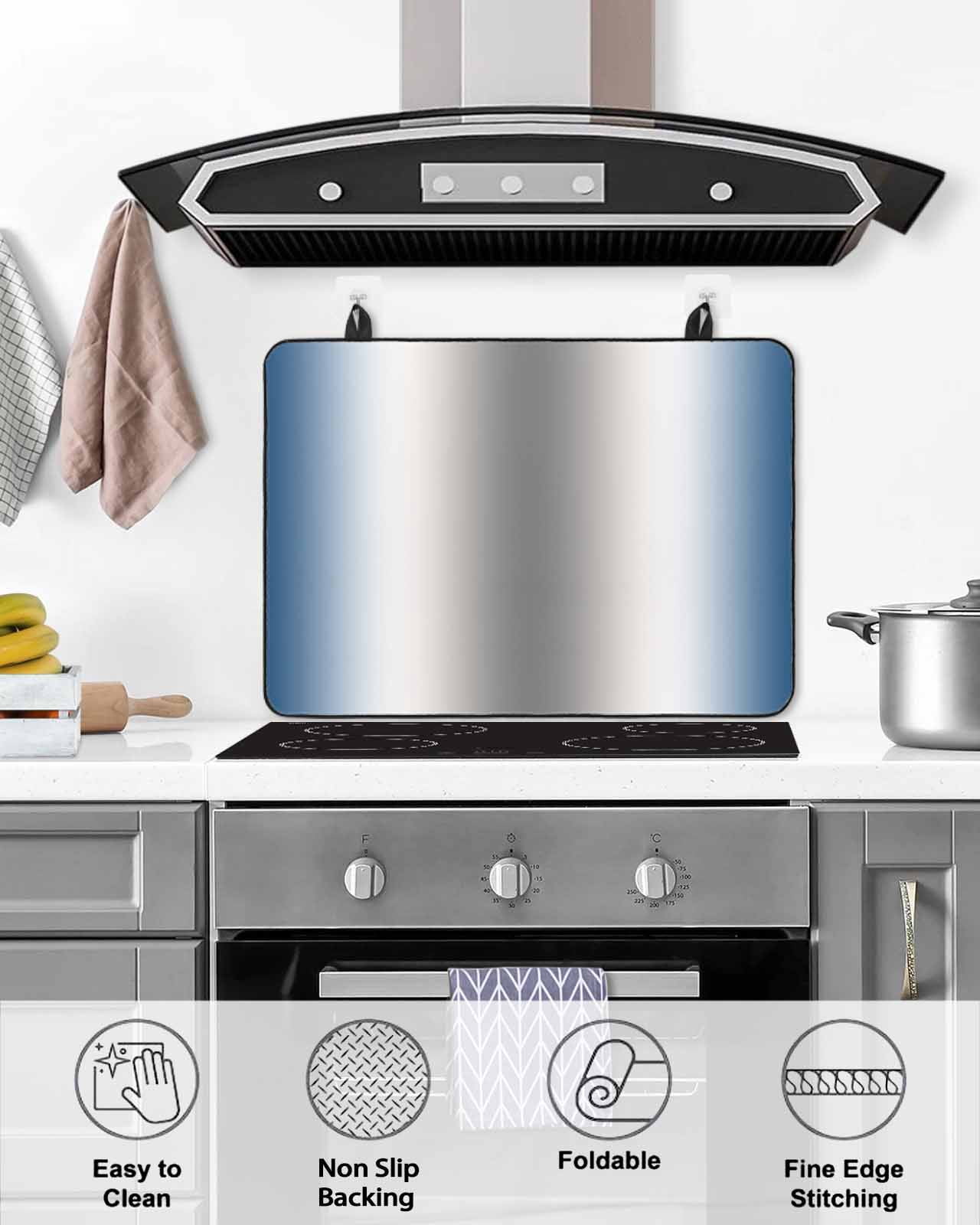 nqOlkjepod Large Induction Cooktop Protector Mat 36"x21", Blue Grey Stove Top Covers for Electric Stove, Gray Farmhouse Modern Rustic Decorative Stove Burner Cover Mats, Glass Top Stove Cover