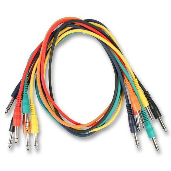 RARAION - 6.35mm (1/4") Stereo Jack Plug to Plug Leads, 60cm - 6 Pack