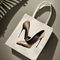 thumbnail image 2 of Elegant Beige High - Heeled Shoes Tote Bag - Stylish Canvas Reusable Shopping Bag for Parties Travel & Everyday Use, 2 of 6