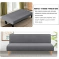 thumbnail image 2 of Turquoize Checks Jacquard Fabric Armless Futon Cover Stretch Sofa Bed Slipcover Protector with Elastic Bottom, Gray, 2 of 6