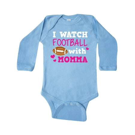 

Inktastic I Watch Football with My Momma Gift Baby Girl Long Sleeve Bodysuit