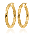 thumbnail image 3 of 14K Solid Yellow Gold Post Round Medium Hoop Earrings, 3 of 10
