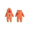 thumbnail image 2 of RUINIXCW Newborn Baby Girl Boy Thanksgiving Outfit Infant Girl Boy Fall Winter Clothes Warm Fleece Jumpsuit Turkey Embroidery Long Sleeve Hooded Romper, 2 of 10