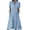 Blue, variant on Womens Denim Dress Lapel Short Sleeve Frayed Hem Jean Dresses Oversized Button Down A Line Shirt Dress