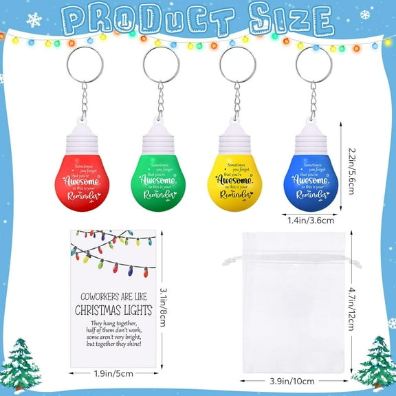 YUYAN-12 Set Coworkers Christmas Gifts Bulk Employee Appreciation Gift for Staff Team Teacher Light Bulb Stress Ball Keychain (Awesome)