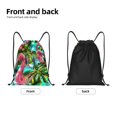 thumbnail image 4 of Drawstring Backpack, Men Ladies Waterproof Sports Backpack Gym Bag-Retro Flamingo Pattern-Small Size, 4 of 8