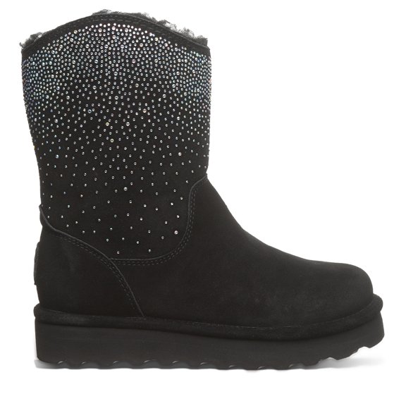 BEARPAW Women's Glam Platform Lo Black Size 10 | Women's Boot Classic Suede | Women's Pull On Boot | Comfortable Winter Boot