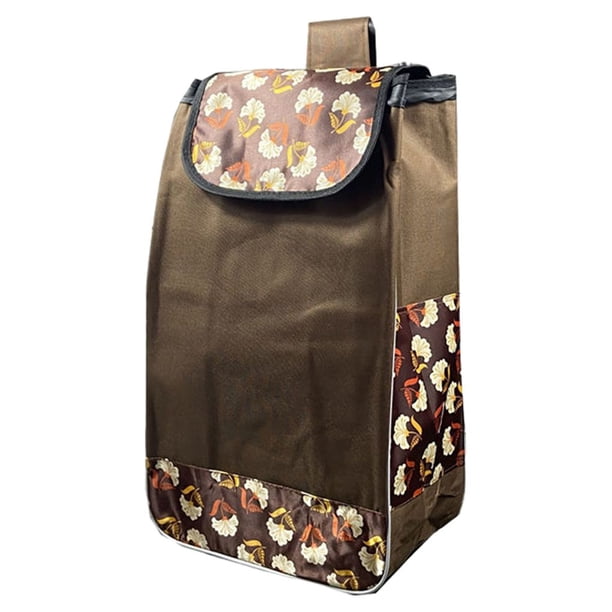 Bewildely Bolsa impermeable de poliéster para carrito de la compra, tela Oxford duradera y de moda, resistente y duradera Almacenamiento y organización del hogar Actualizar café