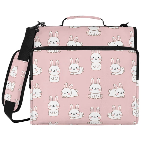 ALAZA Zipper Binder Cute Rabbits Pattern 2 inch 3 Ring 500 Sheet Capacity Trapper Keeper File Folder Organizer Bag