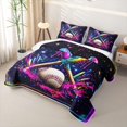 thumbnail image 3 of Homewish Neon Frame Baseball Quilt King, Cute Sport King Coverlet Set for Girls and Boys, 3pcs, 1 Comforter and 2 Pillowcases, 3 of 7