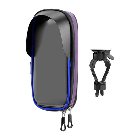 Soporte para teléfono de motocicleta ajustable 360 degree con cremallera, funda rígida de EVA con funda impermeable para teléfonos de menos de 6,5 pulgadas. Azul