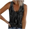 thumbnail image 2 of Sakmal T Shirts Womens V-Neck Ethnic Vintage Sleeveless Shirts Black Casual Tops for Women, 2 of 5