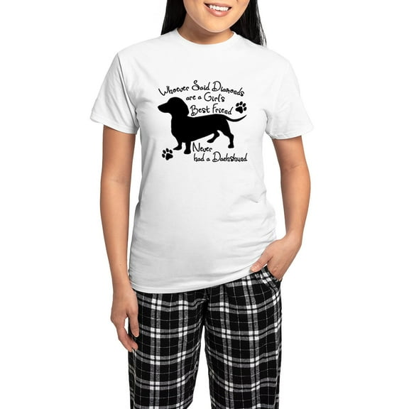 CafePress - Dachshund: Girls Best Frien Women's Light Pajamas - Women's Short Sleeve Print T-Shirt and Pants Light Cotton Pajama Set