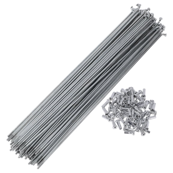 72 Set 14G Bicycle Spokes 221mm Bike Wheel Spokes Carbon Steel Galvanized Silver Tone