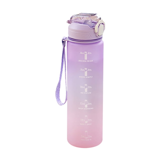 Botella de agua de 32 oz (medio galón) con marcador de tiempo motivacional, pajita y cepillo para botellas, a prueba de fugas, reutilizable y sin BPA. Bebe suficiente agua a diario para fitness,