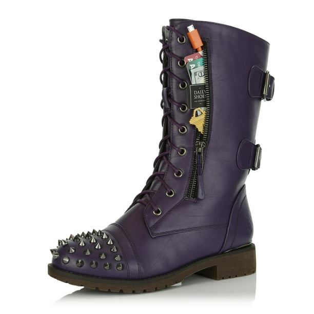 studded heel combat boots