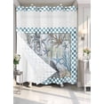 thumbnail image 4 of Blue Beach Coastal No Hook Shower Curtain Waterproof, Bathroom Curtains with Snap in Liners and See Through Top Window, Nautical Seaside Coral Starfish Hotel Style Bathtub Curtains Shower 66"Wx72"L, 4 of 8