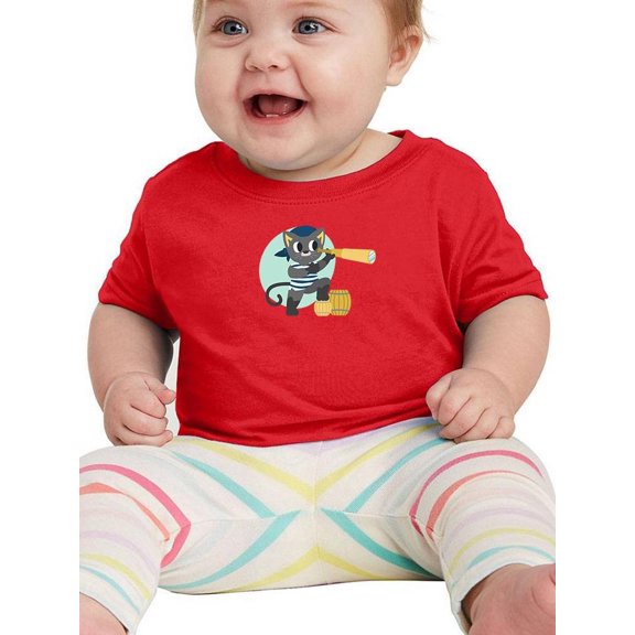 Pirate Cat With A Telescope T-Shirt Infant -Image by Shutterstock,  12 Months