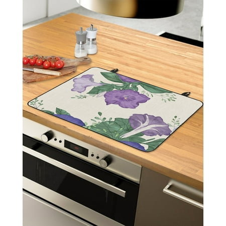 

Purple Spring Floral Stove Top Covers for Electric Stove Heat Insulation Fireproof Glass Cooktop Cover Counter Top Glass Stove Cover 31 x24 Green Summer Botanical Watercolor Rustic