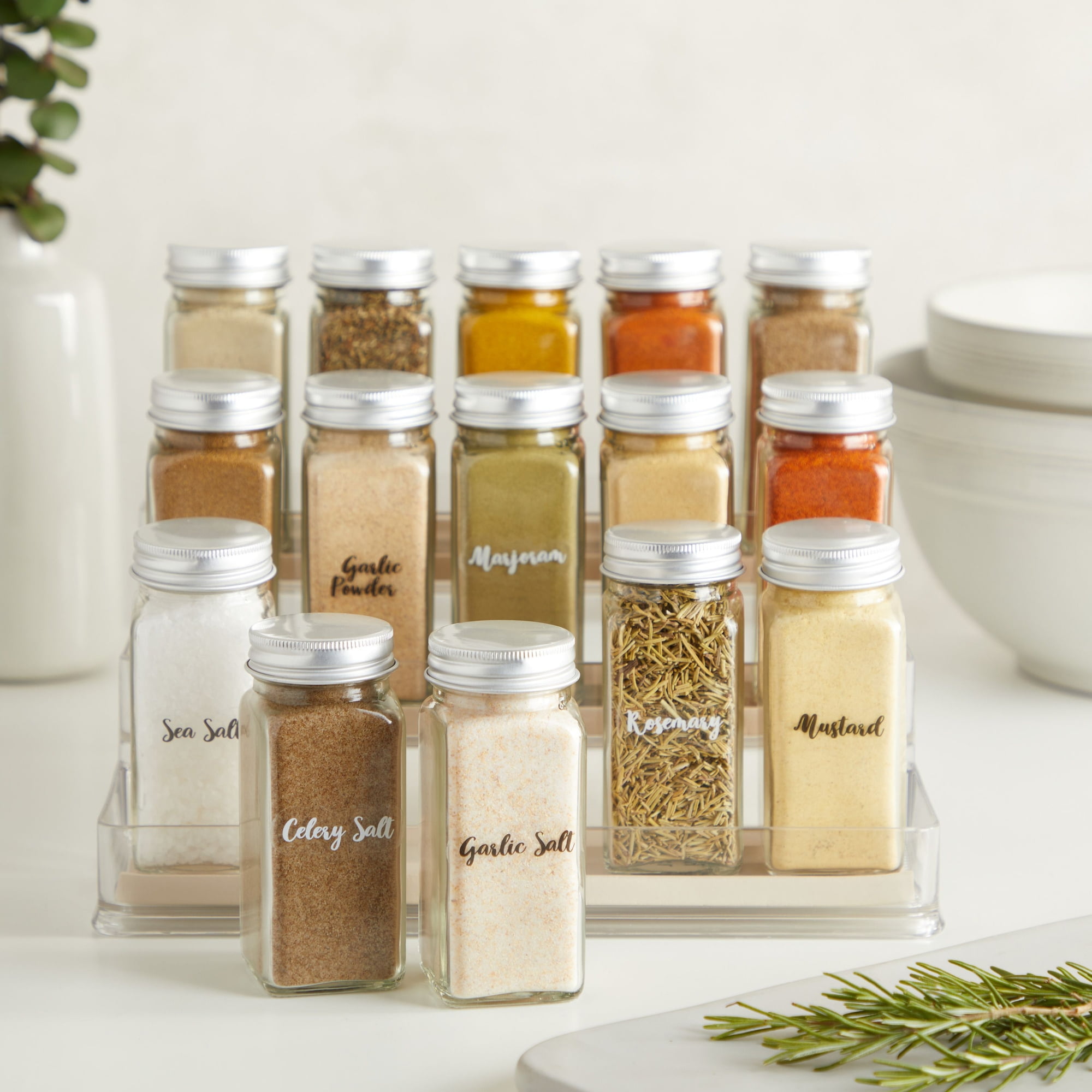 Talented Kitchen 272 Spice Labels Stickers, Clear Spice Jar Labels Preprinted - White