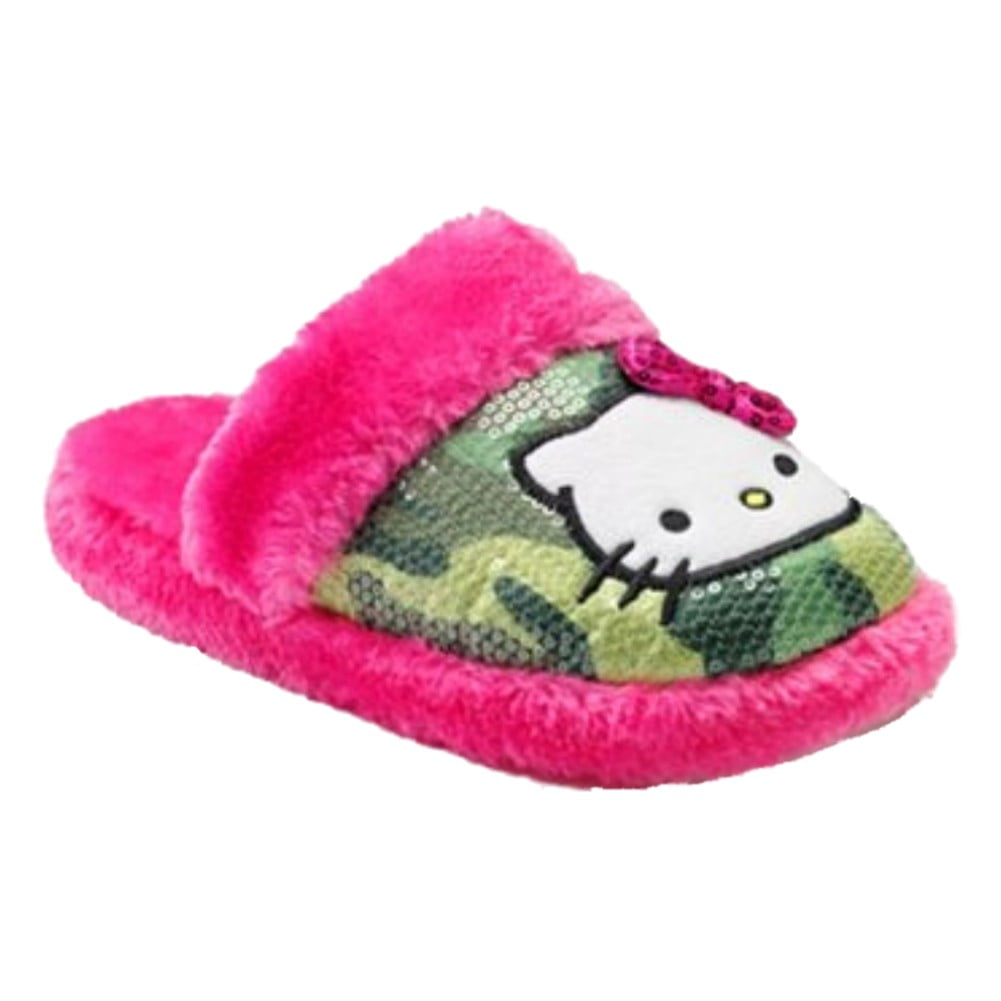 Pink Faux Fur Hello Kitty Slippers 