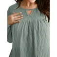 thumbnail image 4 of LANREMON Womens Plus Size Tops Long Sleeve Shirts V Neck Textured Keyhole Gathered Knit Tunic Loose Fall Blouses, 4 of 6