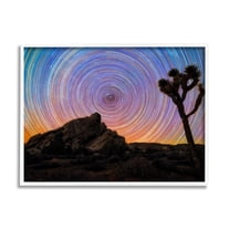 Stupell Industries Kaleidoscopic Swirl Pattern Sky Desert Tree Silhouette Graphic Art White Framed Art Print Wall Art, Design by Lincoln Harrison