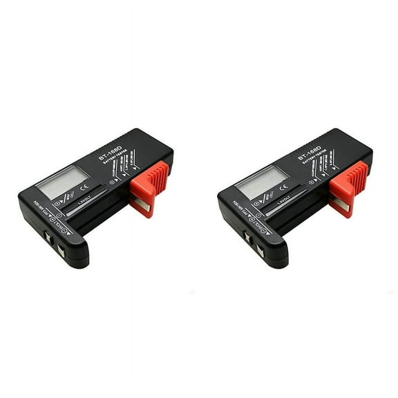 2X BT-168D Battery Tester Digital Battery Tester Battery Capacity Tester BT168D Tester for AA/AAA/C/D/9V/1.5V Battery,2 x BT-168D Battery Tester,Black&Red