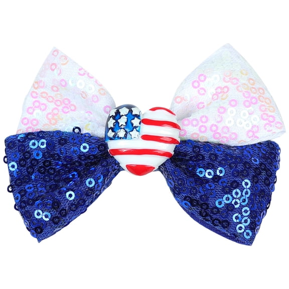Wxirdiow Toddler Girls Bow Clips Holiday Bow Hair For Girls Independence Day Sequined Color Blocked Three Colors Blue Size,One Size