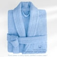 thumbnail image 2 of 100% Cotton Turkish Bathrobes, Soft Absorbent Lightweight Men Robes, 2X-Large, Sky Blue, 2 of 9
