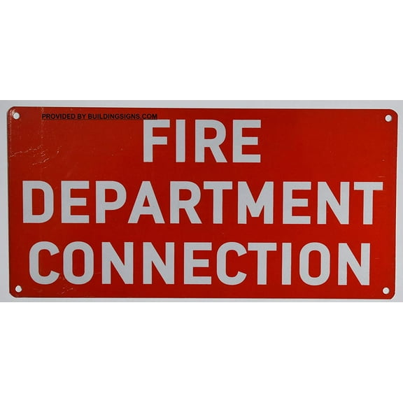 FIRE Department Connection Sign (Aluminium Reflective, RED 6X12)