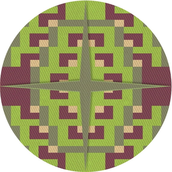 Ahgly Company Machine Washable Indoor Round Transitional Pistachio Green Area Rugs, 3' Round