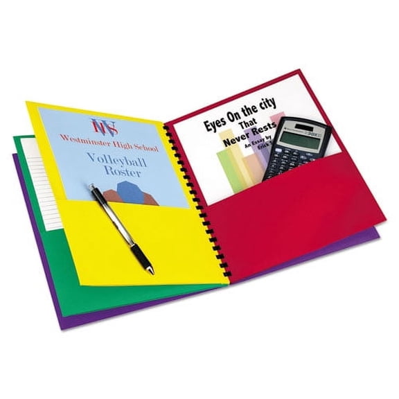 Oxford Elegant Stripe Eight-Pocket Organizer, Embossed Leather Grain, 11 x 8.5, Assorted Colors