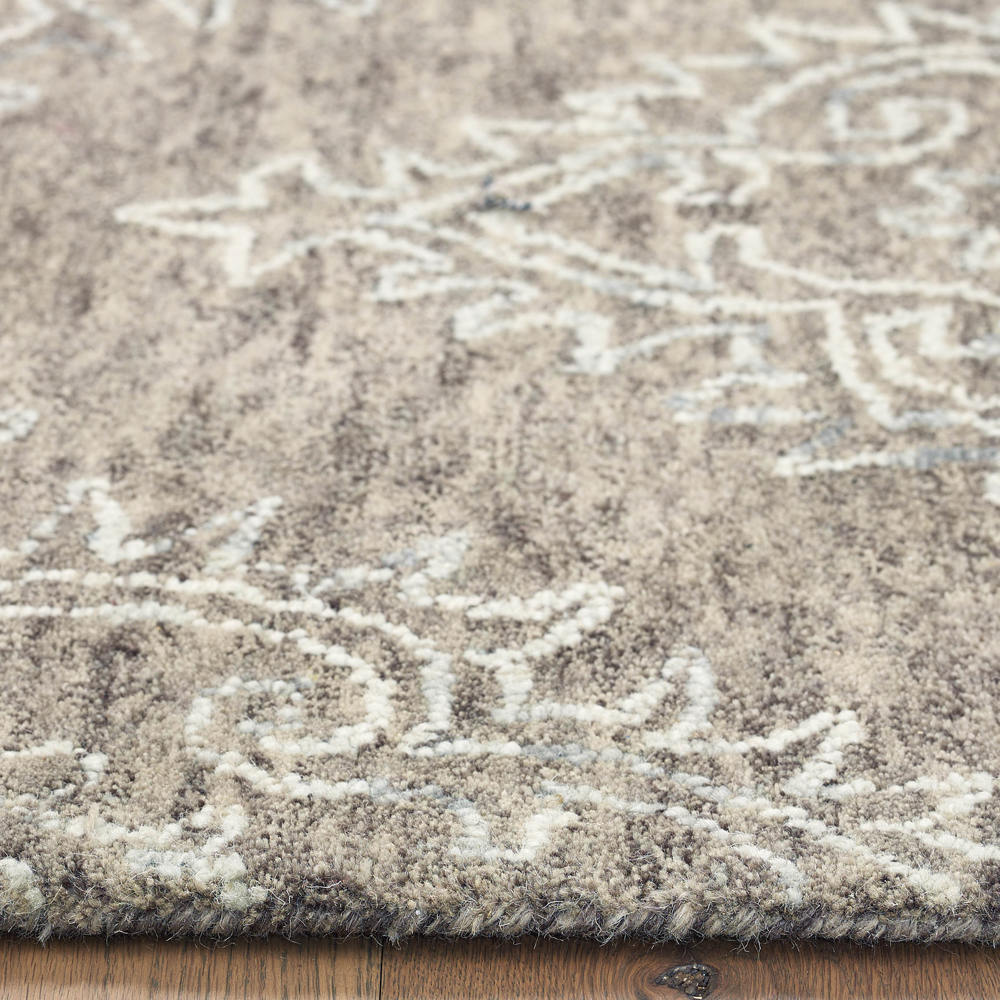 Ox Bay Karma Beige Khaki 9 ft. x 12 ft. Large Tufted Wool Area Rug