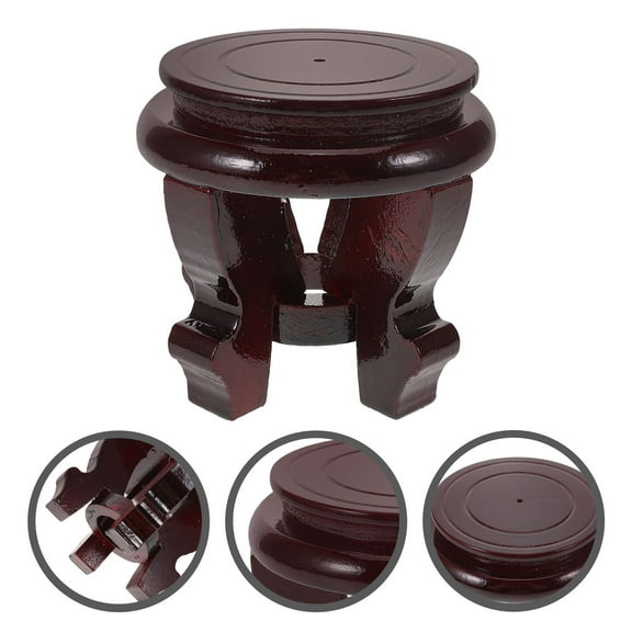 WASHWEPE 1Set Wood Planter Stands Indoor Simple Design Round Vase Display Stool 8in Diameter