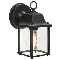 Maxxima Porch Lantern Outdoor Wall Light, Black w/ Clear Glass, Exterior Sconce Light, E26 Socket, Bulb Not Included