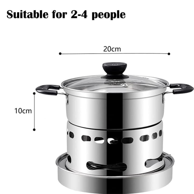 COM1950s Ensemble de Batterie de Cuisine de Camping en Acier Inoxydable, Poêle d'Extérieur Portable avec Flamme Réglable, Ensemble de Casseroles pour la Cuisson Intérieure, Essentiels de Randonnée et de Pique-Nique